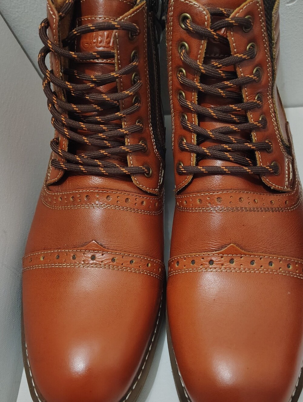 Men's Leather Oxfords Work Play Casual Sole-Detail Shoe - Brown with Black Tread